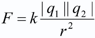 Формулата на закона на Кулон. 