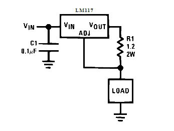 Верига на стабилизатор на ток на LM317. 