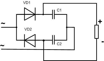 Удвоител на напрежението, сглобен по схемата на Латур. 