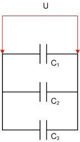 Паралелно свързване на кондензатори. 